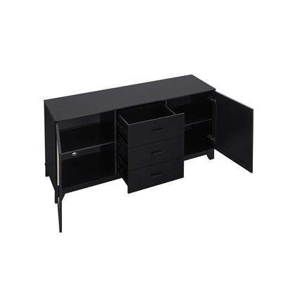 Manhattan Comfort - Sheridan Sideboard Cabinet with 3 Full Extension Drawers in Black - SB-4GLF-BK veiw 6