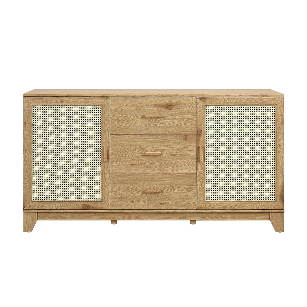 Manhattan Comfort - Sheridan Sideboard Cabinet with 3 Full Extension Drawers in Nature - SB-4GLF-NA veiw 1