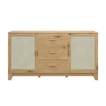 Manhattan Comfort - Sheridan Sideboard Cabinet with 3 Full Extension Drawers in Nature - SB-4GLF-NA veiw 1