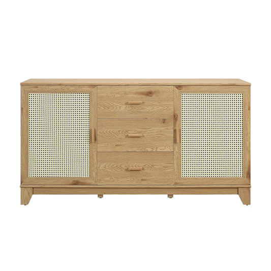Manhattan Comfort - Sheridan Sideboard Cabinet with 3 Full Extension Drawers in Nature - SB-4GLF-NA veiw 1