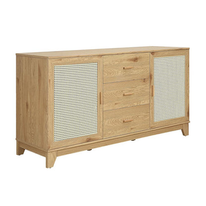 Manhattan Comfort - Sheridan Sideboard Cabinet with 3 Full Extension Drawers in Nature - SB-4GLF-NA veiw 2