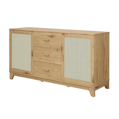 Manhattan Comfort - Sheridan Sideboard Cabinet with 3 Full Extension Drawers in Nature - SB-4GLF-NA veiw 3