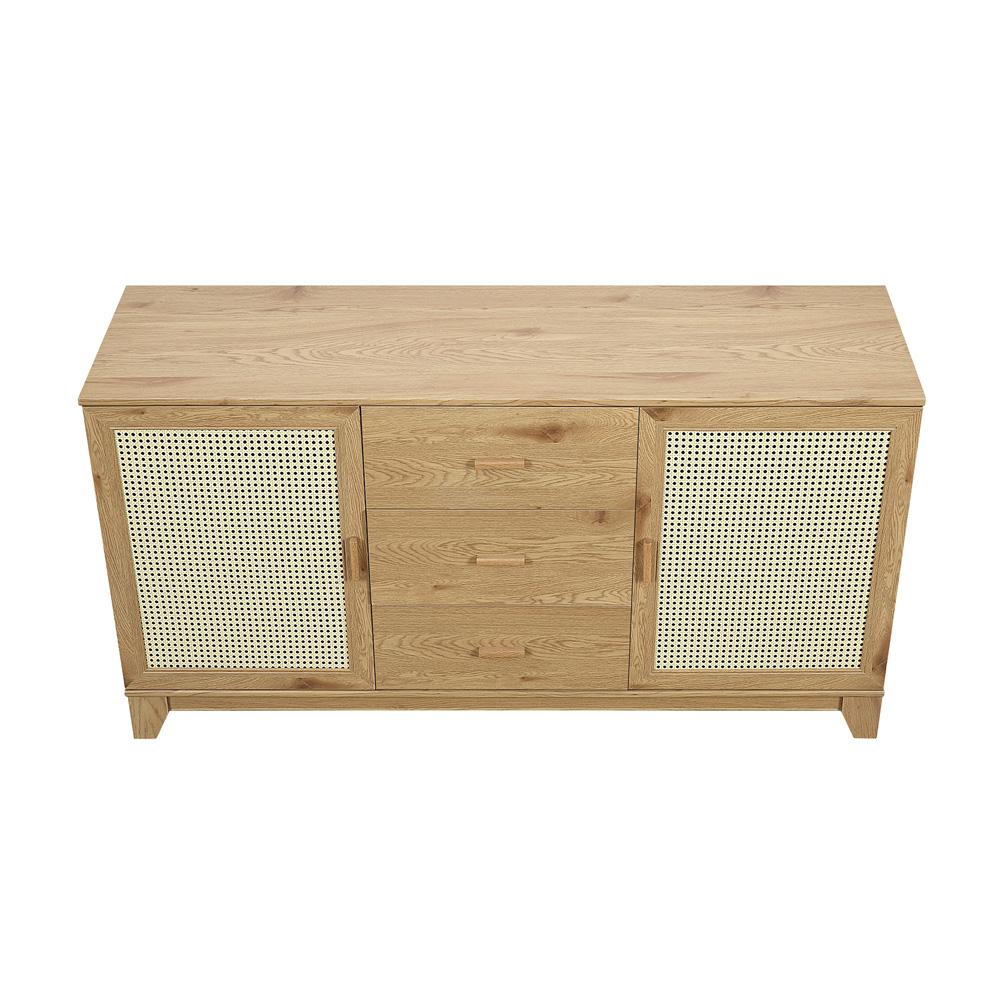 Manhattan Comfort - Sheridan Sideboard Cabinet with 3 Full Extension Drawers in Nature - SB-4GLF-NA veiw 4