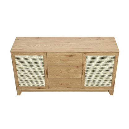 Manhattan Comfort - Sheridan Sideboard Cabinet with 3 Full Extension Drawers in Nature - SB-4GLF-NA veiw 4