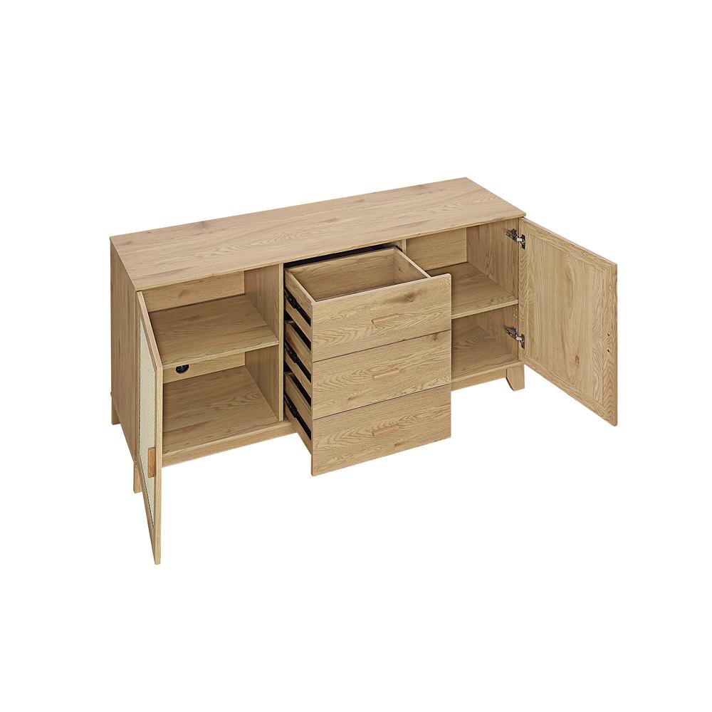 Manhattan Comfort - Sheridan Sideboard Cabinet with 3 Full Extension Drawers in Nature - SB-4GLF-NA veiw 6