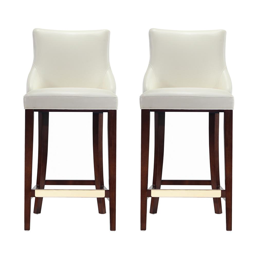 Manhattan Comfort - Shubert Leatherette Barstool in Ivory - Set of 2 - 2-BS019-IV veiw 1