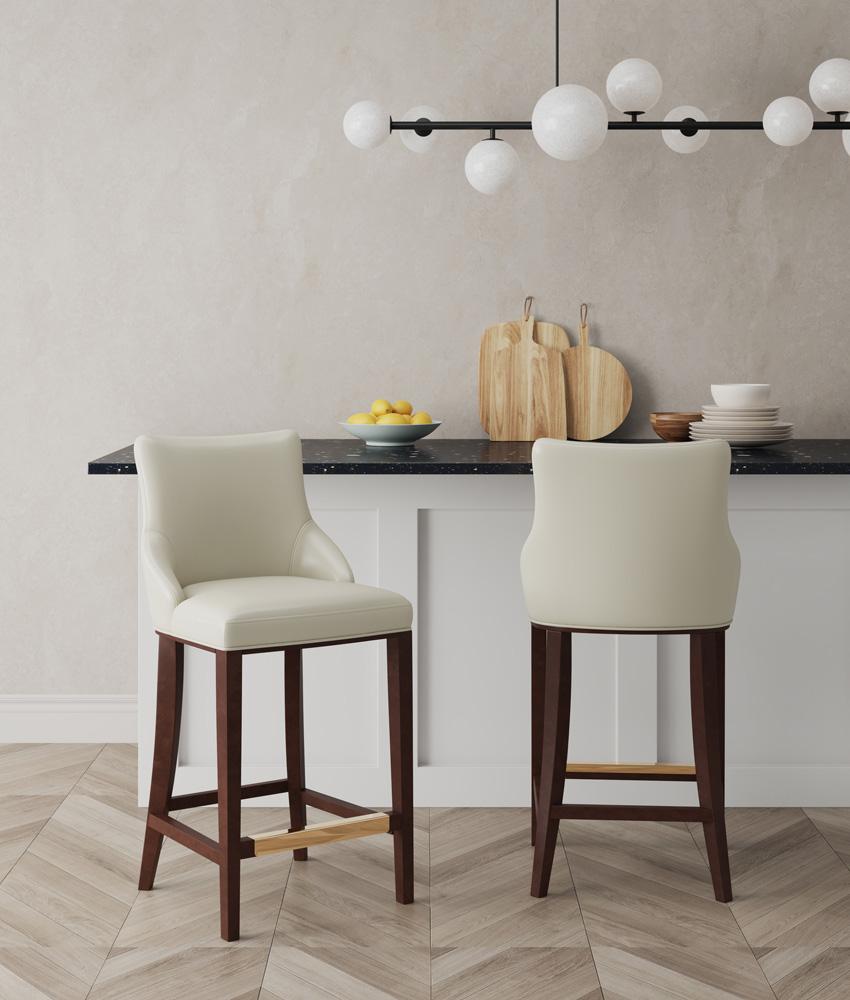 Manhattan Comfort - Shubert Leatherette Barstool in Ivory - Set of 2 - 2-BS019-IV veiw 5