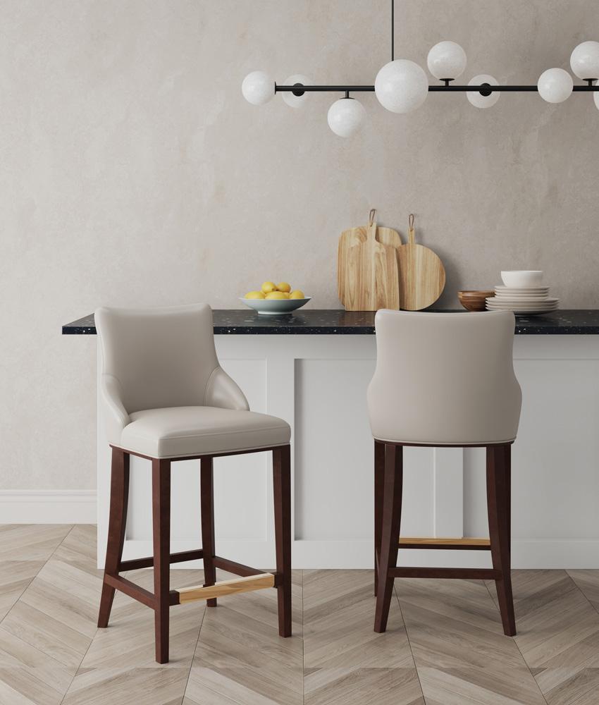 Manhattan Comfort - Shubert Leatherette Barstool in Light Grey - Set of 2 - 2-BS019-LG veiw 5