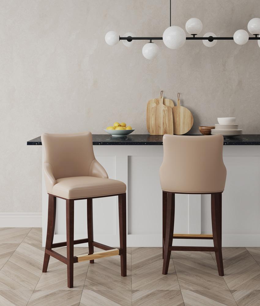 Manhattan Comfort - Shubert Leatherette Barstool in Tan - Set of 2 - 2-BS019-TN veiw 5