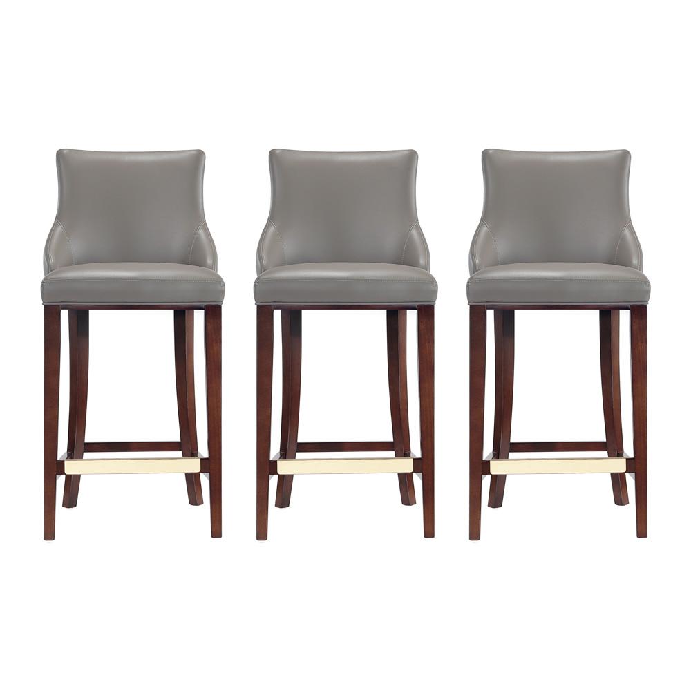 Manhattan Comfort - Shubert Leatherette Barstool in Dark Taupe - Set of 3 - 3-BS019-DT veiw 1