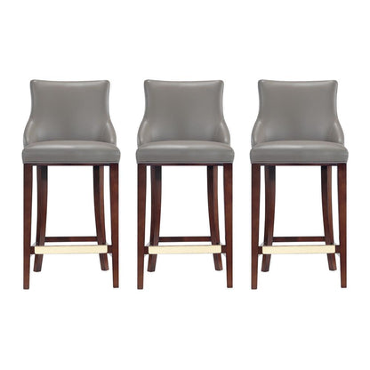 Manhattan Comfort - Shubert Leatherette Barstool in Dark Taupe - Set of 3 - 3-BS019-DT veiw 1