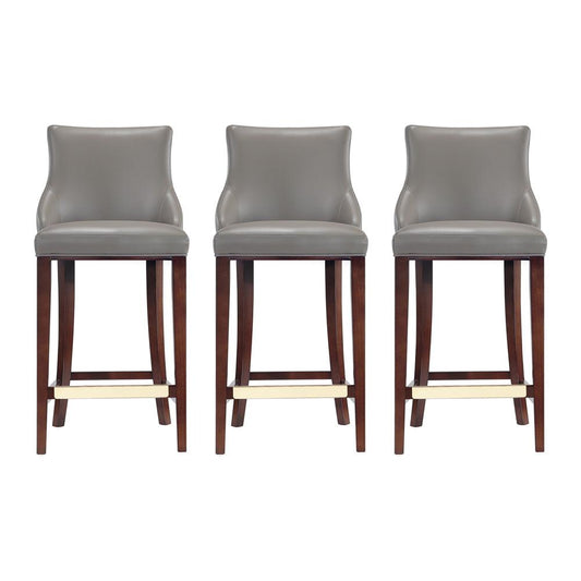 Manhattan Comfort - Shubert Leatherette Barstool in Dark Taupe - Set of 3 - 3-BS019-DT veiw 1