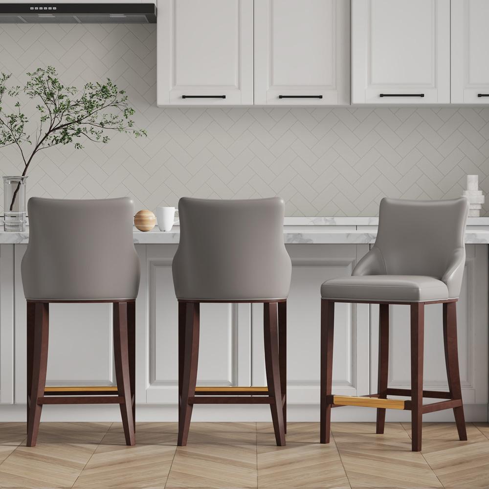 Manhattan Comfort - Shubert Leatherette Barstool in Dark Taupe - Set of 3 - 3-BS019-DT veiw 5