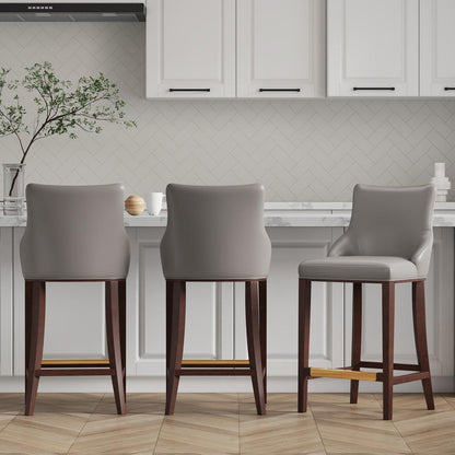 Manhattan Comfort - Shubert Leatherette Barstool in Dark Taupe - Set of 3 - 3-BS019-DT veiw 5