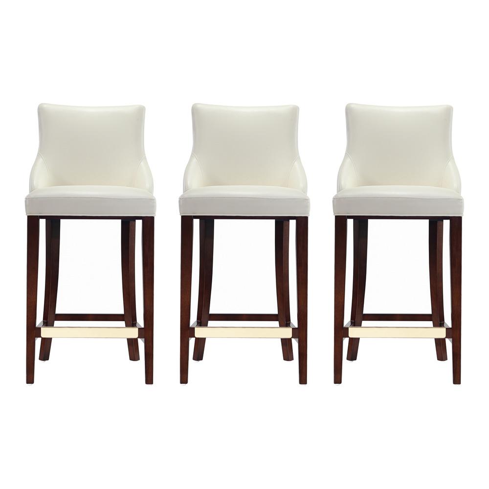 Manhattan Comfort - Shubert Leatherette Barstool in Ivory - Set of 3 - 3-BS019-IV veiw 1
