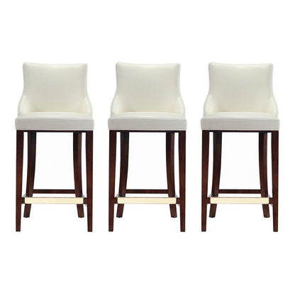 Manhattan Comfort - Shubert Leatherette Barstool in Ivory - Set of 3 - 3-BS019-IV veiw 1