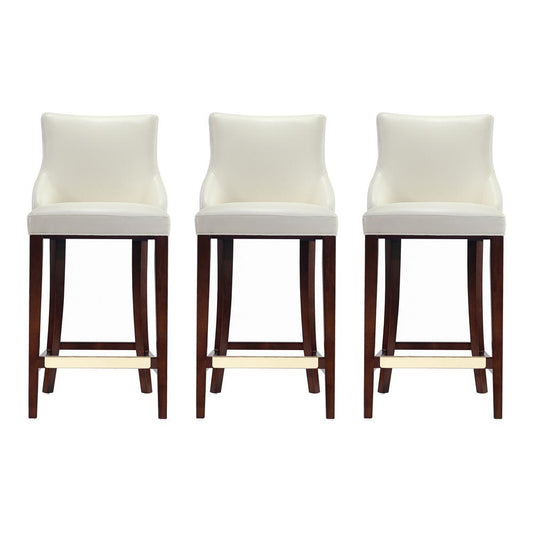 Manhattan Comfort - Shubert Leatherette Barstool in Ivory - Set of 3 - 3-BS019-IV veiw 1