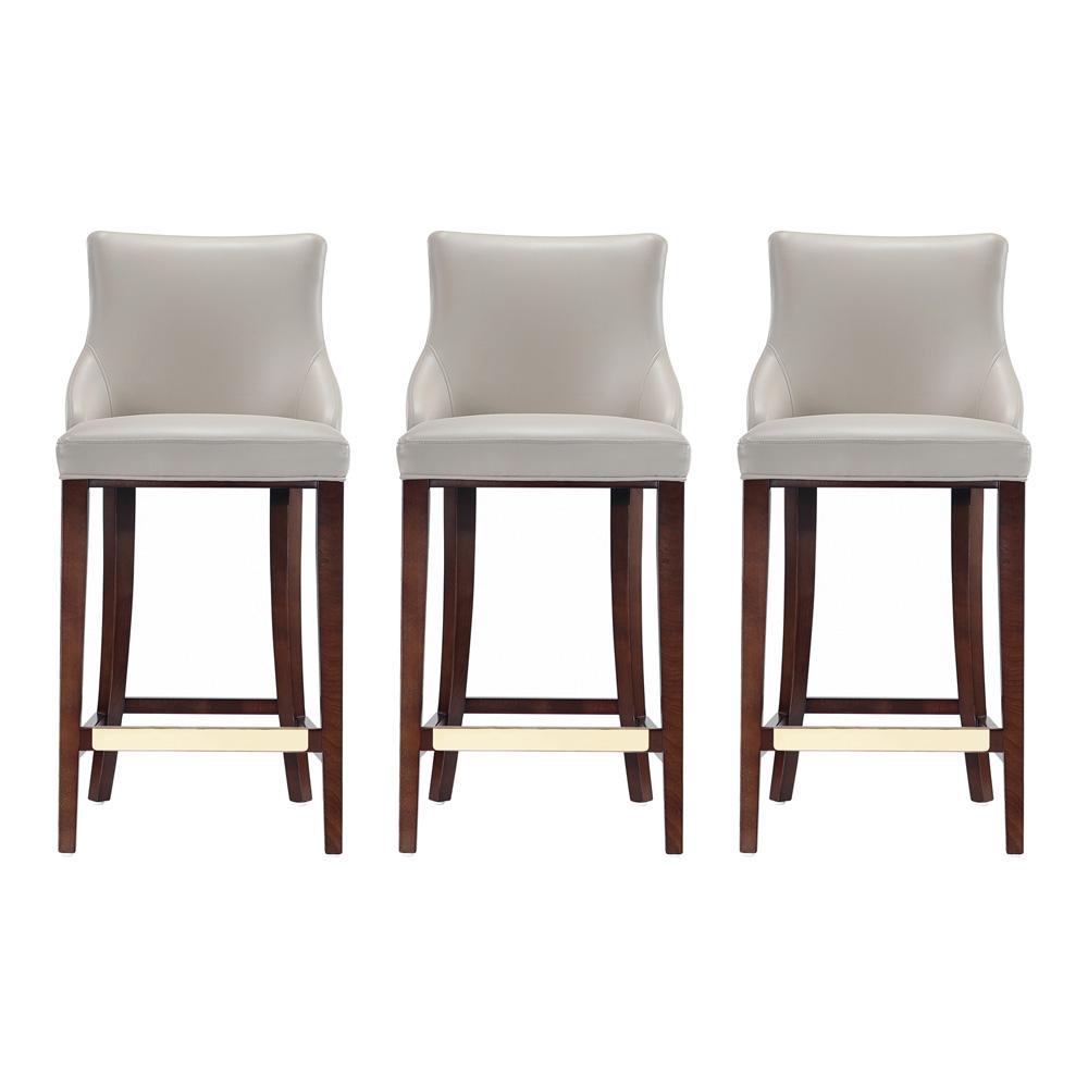 Manhattan Comfort - Shubert Leatherette Barstool in Light Grey - Set of 3 - 3-BS019-LG veiw 1