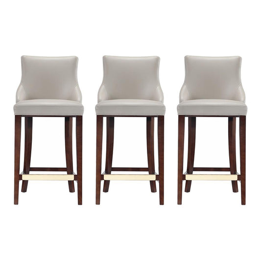 Manhattan Comfort - Shubert Leatherette Barstool in Light Grey - Set of 3 - 3-BS019-LG veiw 1