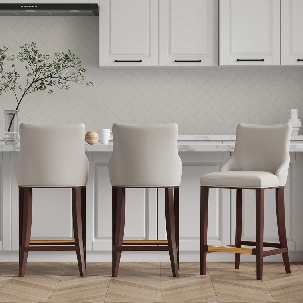 Manhattan Comfort - Shubert Leatherette Barstool in Light Grey - Set of 3 - 3-BS019-LG veiw 5
