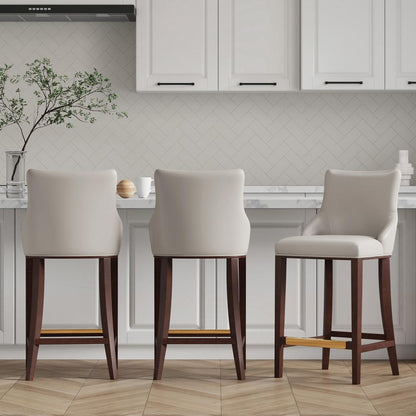 Manhattan Comfort - Shubert Leatherette Barstool in Light Grey - Set of 3 - 3-BS019-LG veiw 5