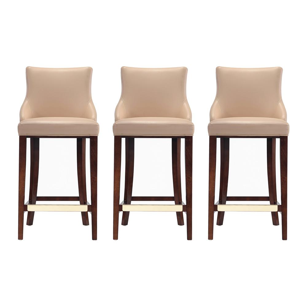 Manhattan Comfort - Shubert Leatherette Barstool in Tan - Set of 3 - 3-BS019-TN veiw 1
