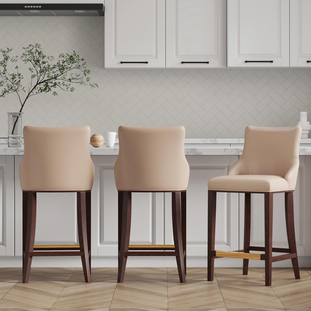 Manhattan Comfort - Shubert Leatherette Barstool in Tan - Set of 3 - 3-BS019-TN veiw 5