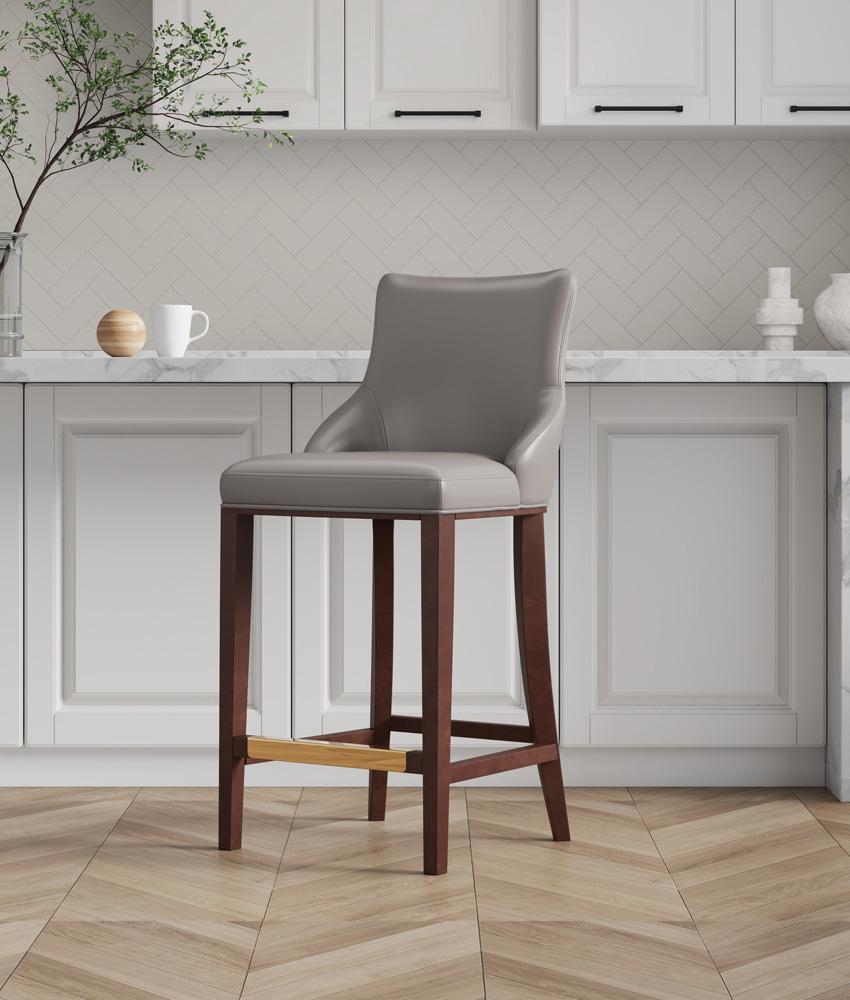 Manhattan Comfort - Shubert Leatherette Barstool in Dark Taupe - BS019-DT veiw 5
