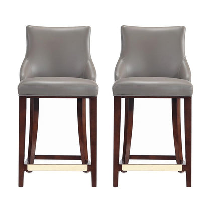 Manhattan Comfort - Shubert Leatherette Counter Stool in Dark Taupe - Set of 2 - 2-CS016-DT veiw 1