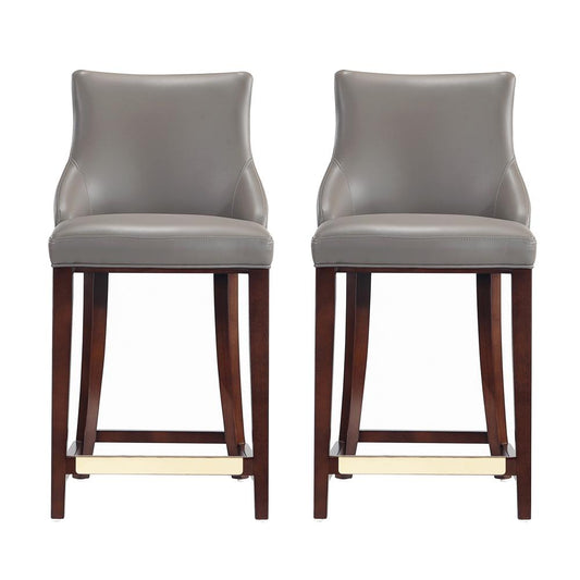 Manhattan Comfort - Shubert Leatherette Counter Stool in Dark Taupe - Set of 2 - 2-CS016-DT veiw 1