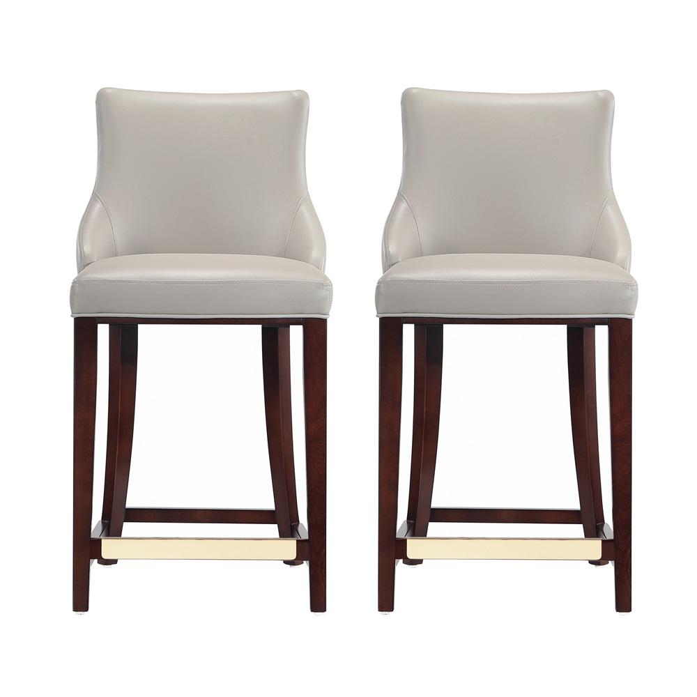 Manhattan Comfort - Shubert Leatherette Counter Stool in Light Grey - Set of 2 - 2-CS016-LG veiw 1