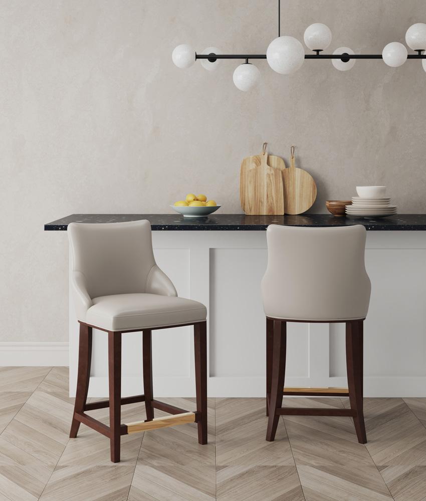 Manhattan Comfort - Shubert Leatherette Counter Stool in Light Grey - Set of 2 - 2-CS016-LG veiw 5