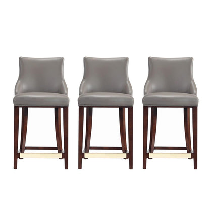 Manhattan Comfort - Shubert Leatherette Counter Stool in Dark Taupe - Set of 3 - 3-CS016-DT veiw 1