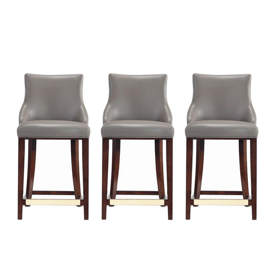 Manhattan Comfort - Shubert Leatherette Counter Stool in Dark Taupe - Set of 3 - 3-CS016-DT veiw 1