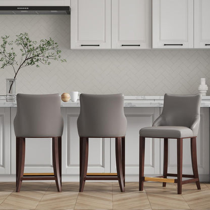 Manhattan Comfort - Shubert Leatherette Counter Stool in Dark Taupe - Set of 3 - 3-CS016-DT veiw 5