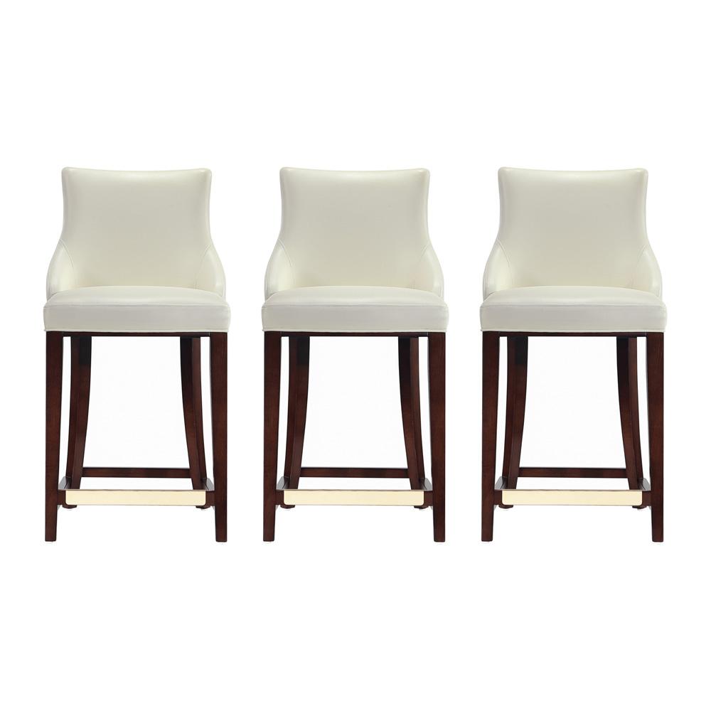 Manhattan Comfort - Shubert Leatherette Counter Stool in Ivory - Set of 3 - 3-CS016-IV veiw 1