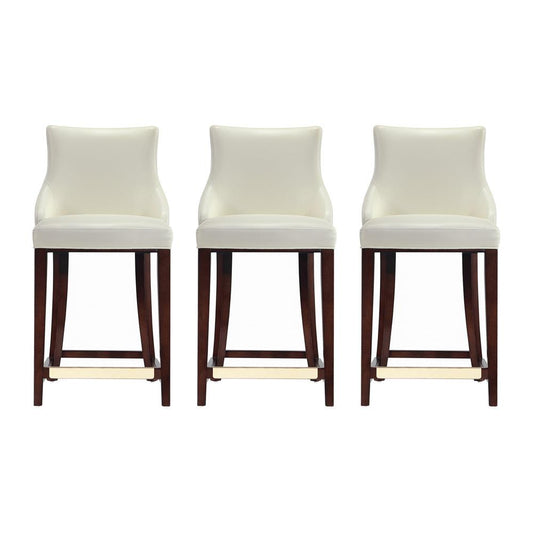 Manhattan Comfort - Shubert Leatherette Counter Stool in Ivory - Set of 3 - 3-CS016-IV veiw 1
