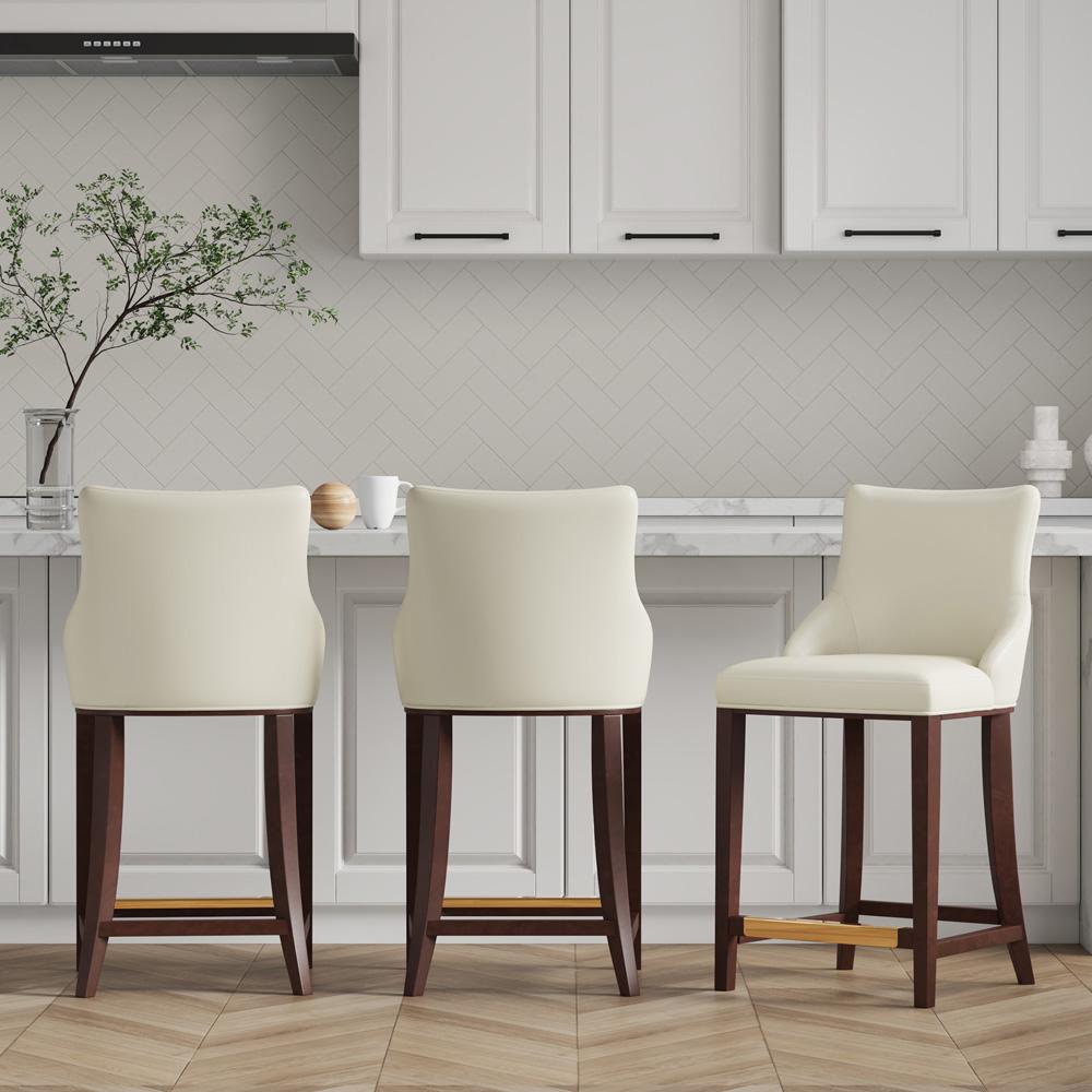 Manhattan Comfort - Shubert Leatherette Counter Stool in Ivory - Set of 3 - 3-CS016-IV veiw 5
