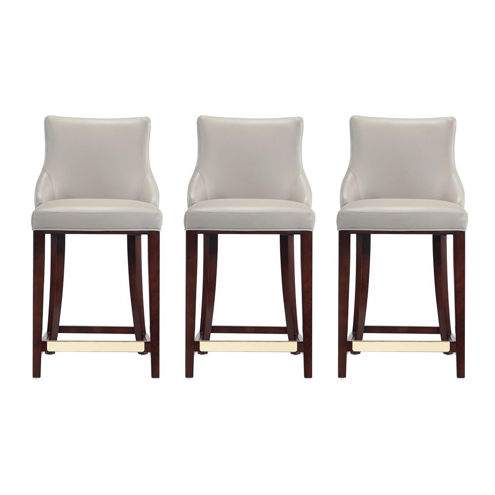 Manhattan Comfort - Shubert Leatherette Counter Stool in Light Grey - Set of 3 - 3-CS016-LG veiw 1
