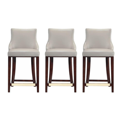 Manhattan Comfort - Shubert Leatherette Counter Stool in Light Grey - Set of 3 - 3-CS016-LG veiw 1