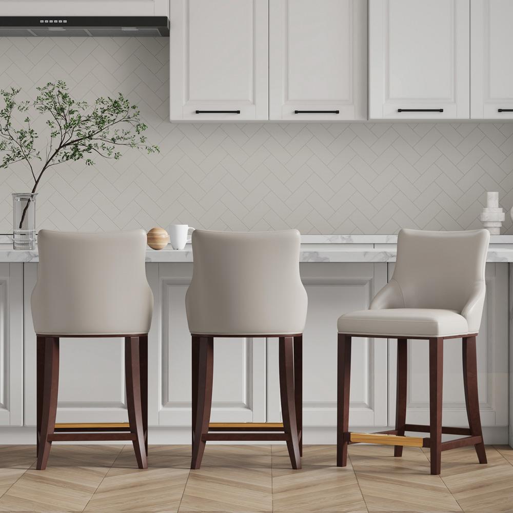 Manhattan Comfort - Shubert Leatherette Counter Stool in Light Grey - Set of 3 - 3-CS016-LG veiw 5