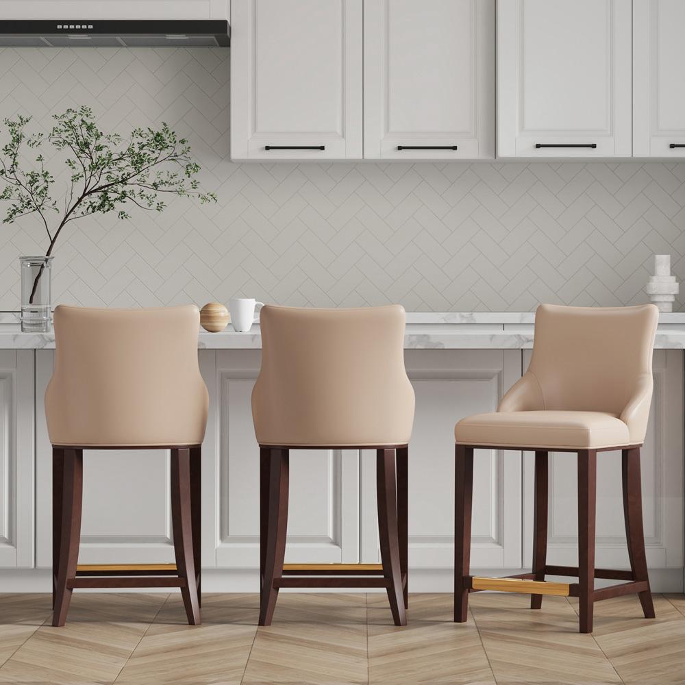Manhattan Comfort - Shubert Leatherette Counter Stool in Tan - Set of 3 - 3-CS016-TN veiw 5