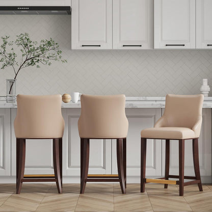 Manhattan Comfort - Shubert Leatherette Counter Stool in Tan - Set of 3 - 3-CS016-TN veiw 5