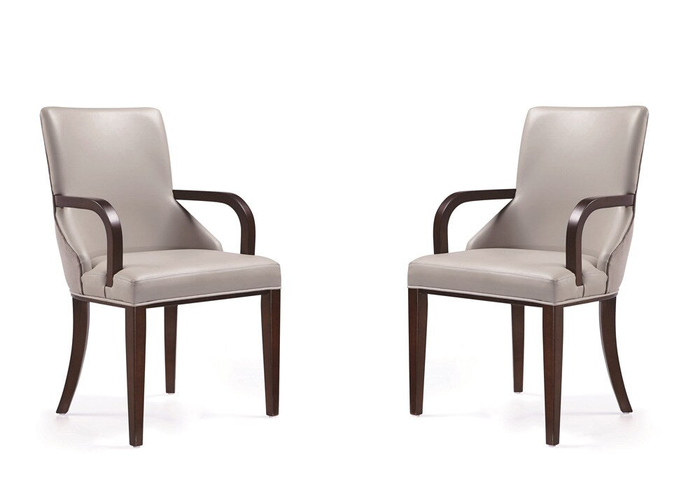 Manhattan Comfort - Shubert Faux Leather & Velvet Armchair in Light Grey - Set of 2 - 2-DC055AR-LG veiw 1