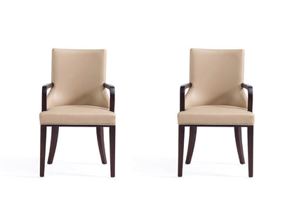 Manhattan Comfort - Shubert Faux Leather & Velvet Armchair in Tan - Set of 2 - 2-DC055AR-TN veiw 1