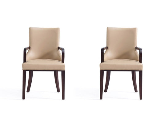 Manhattan Comfort - Shubert Faux Leather & Velvet Armchair in Tan - Set of 2 - 2-DC055AR-TN veiw 1