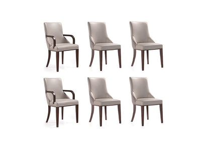 Manhattan Comfort - 6-Piece Shubert Faux Leather & Velvet Dining Chair Set in Light Grey - 6-DC055AR-LG veiw 1