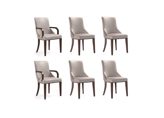 Manhattan Comfort - 6-Piece Shubert Faux Leather & Velvet Dining Chair Set in Light Grey - 6-DC055AR-LG veiw 1