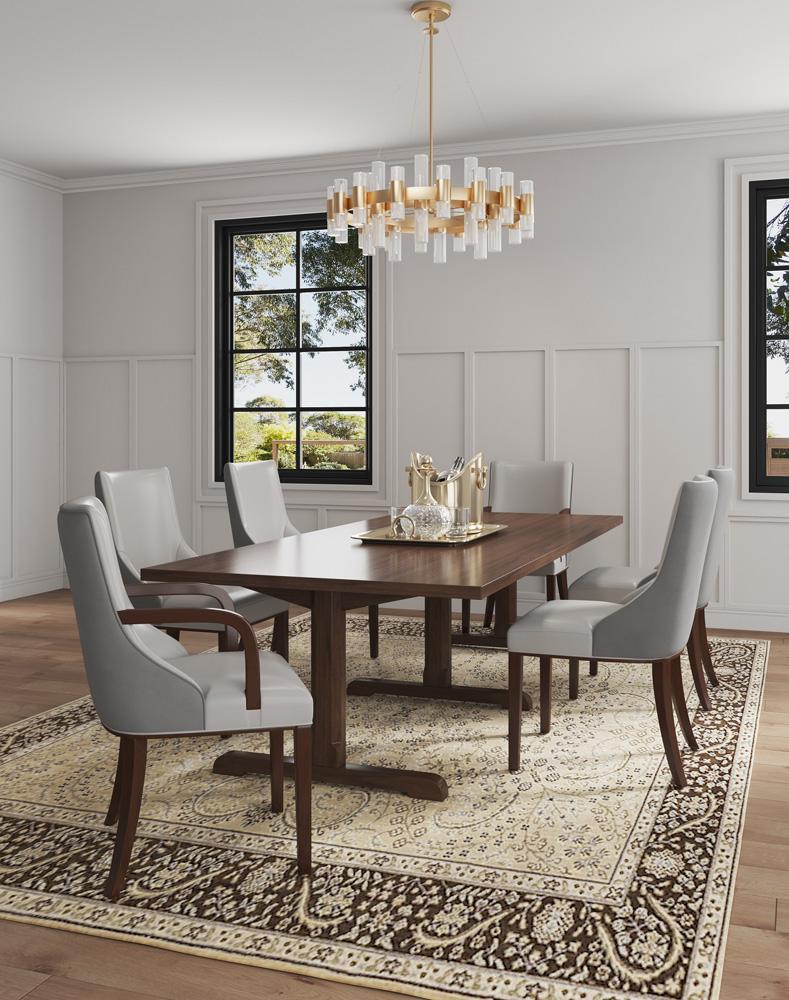 Manhattan Comfort - 6-Piece Shubert Faux Leather & Velvet Dining Chair Set in Light Grey - 6-DC055AR-LG veiw 10
