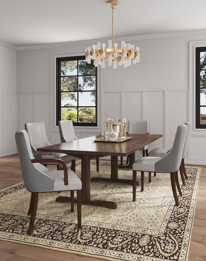 Manhattan Comfort - 6-Piece Shubert Faux Leather & Velvet Dining Chair Set in Light Grey - 6-DC055AR-LG veiw 10